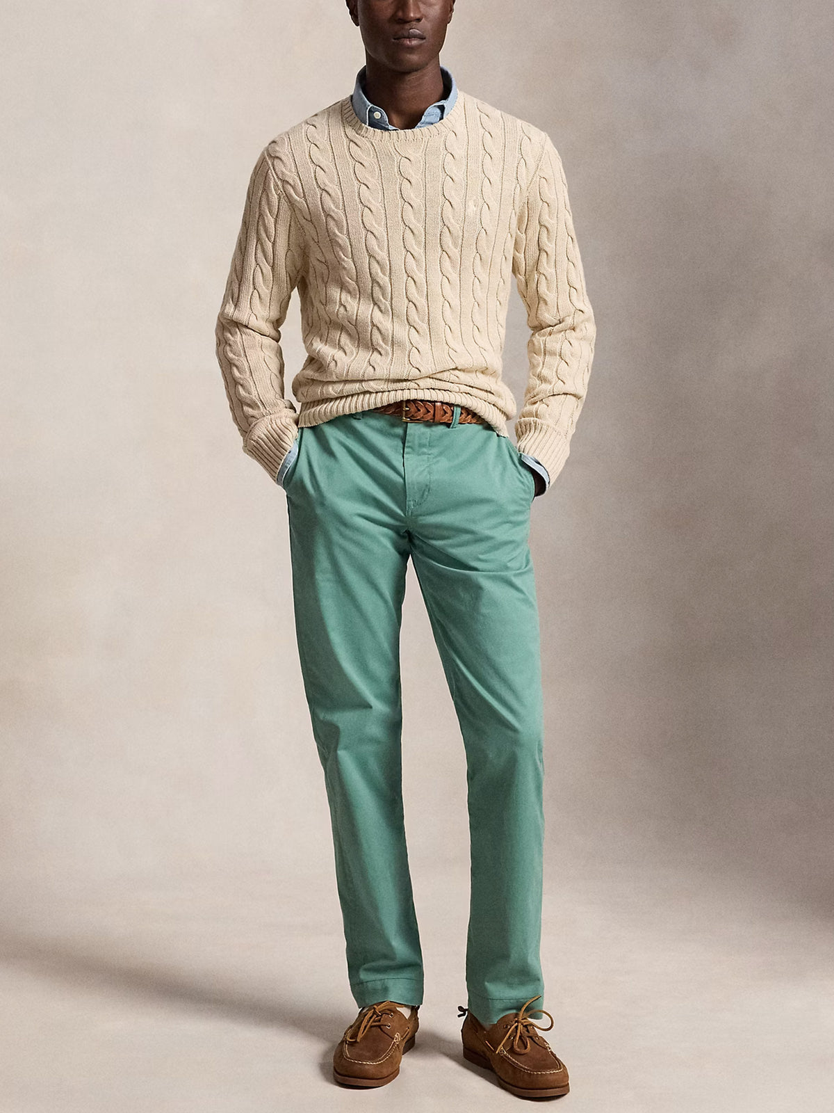 Polo ralph lauren Baumwoll-Pullover mit Zopfmuster für Herren Hellbeige