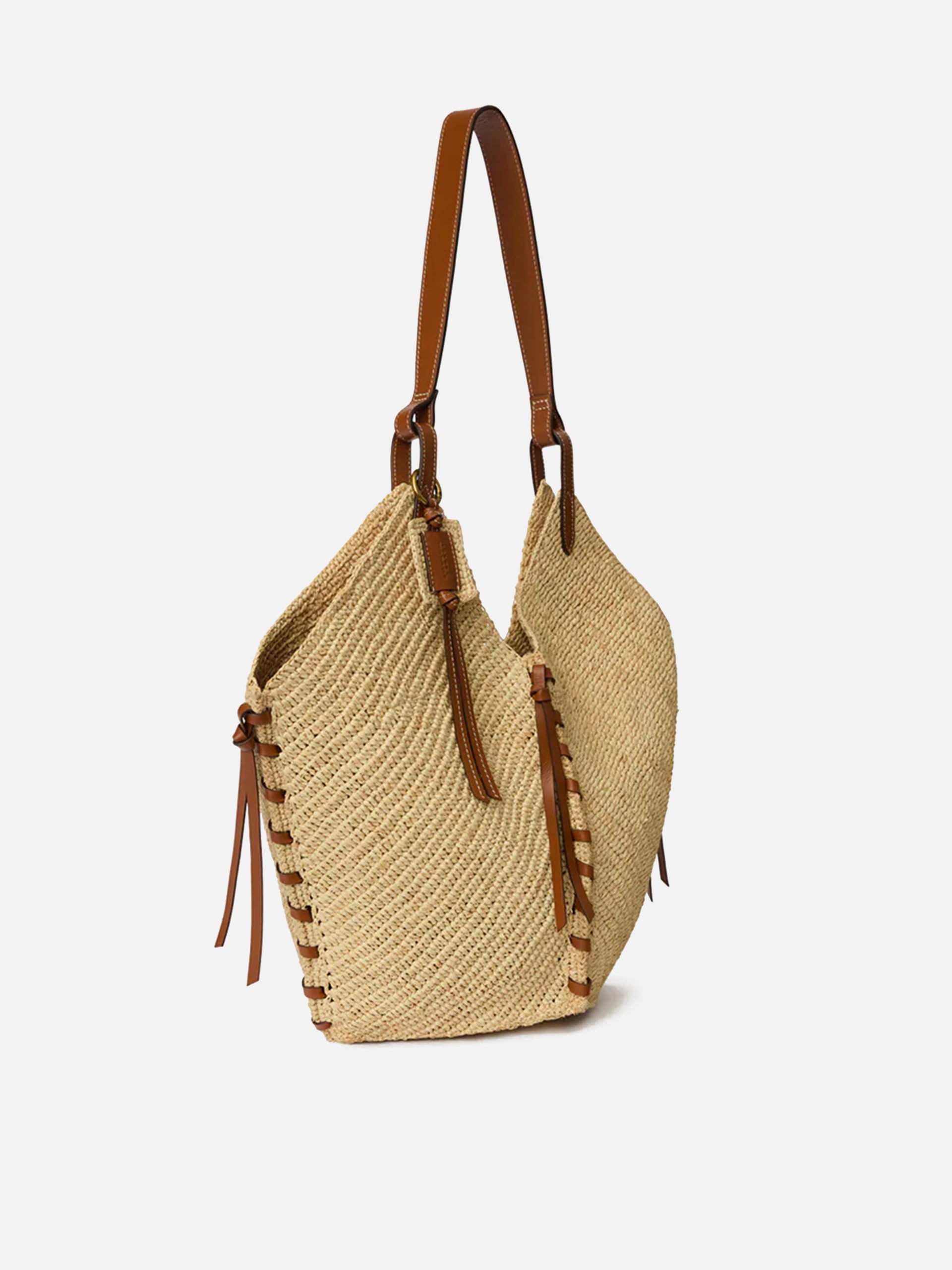 Isabel Marant – Tote Bag Tampa aus Raffia Cognac / Natur