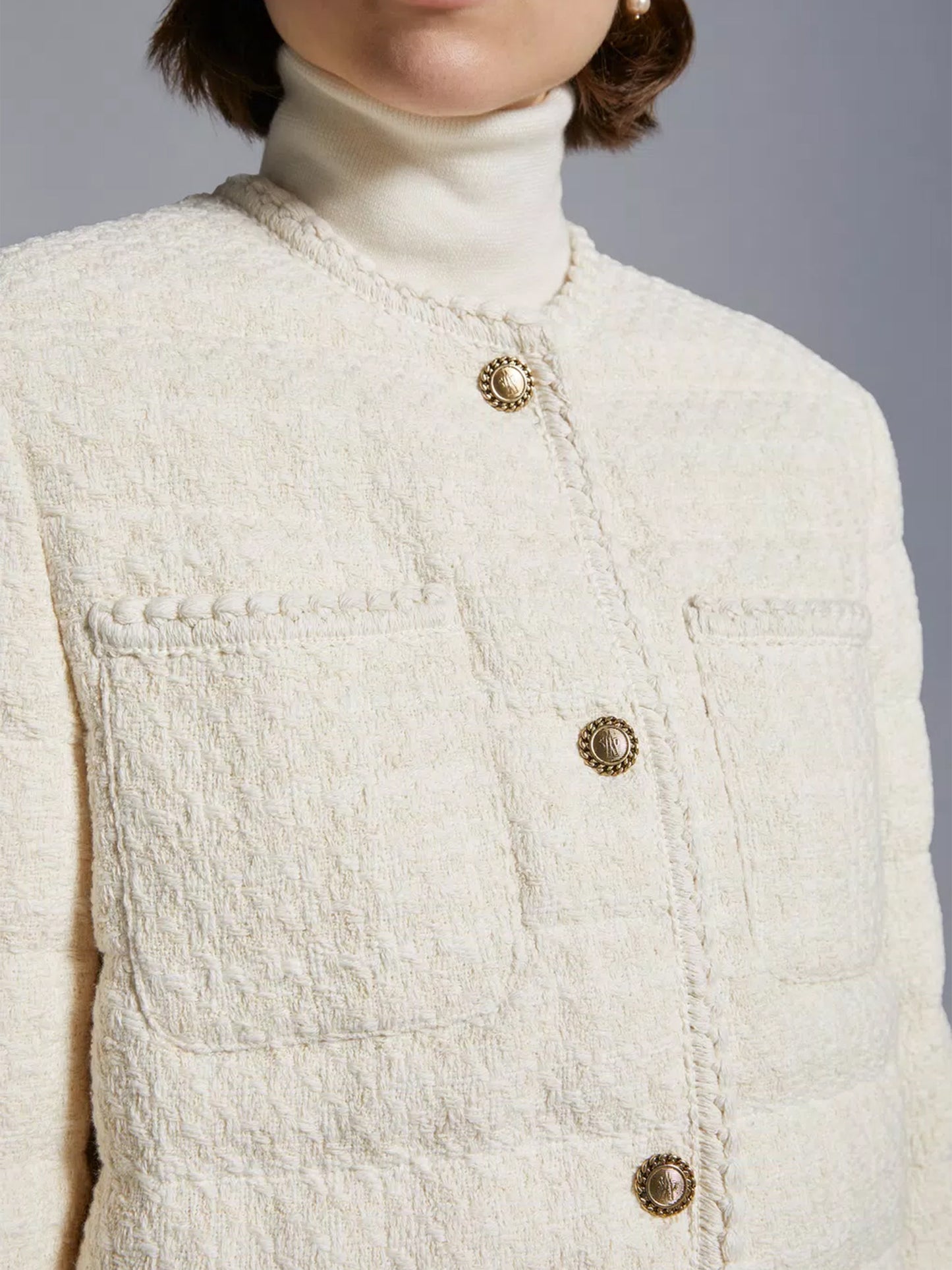 MONCLER - Eliadi Daunenjacke aus Tweed Off-White