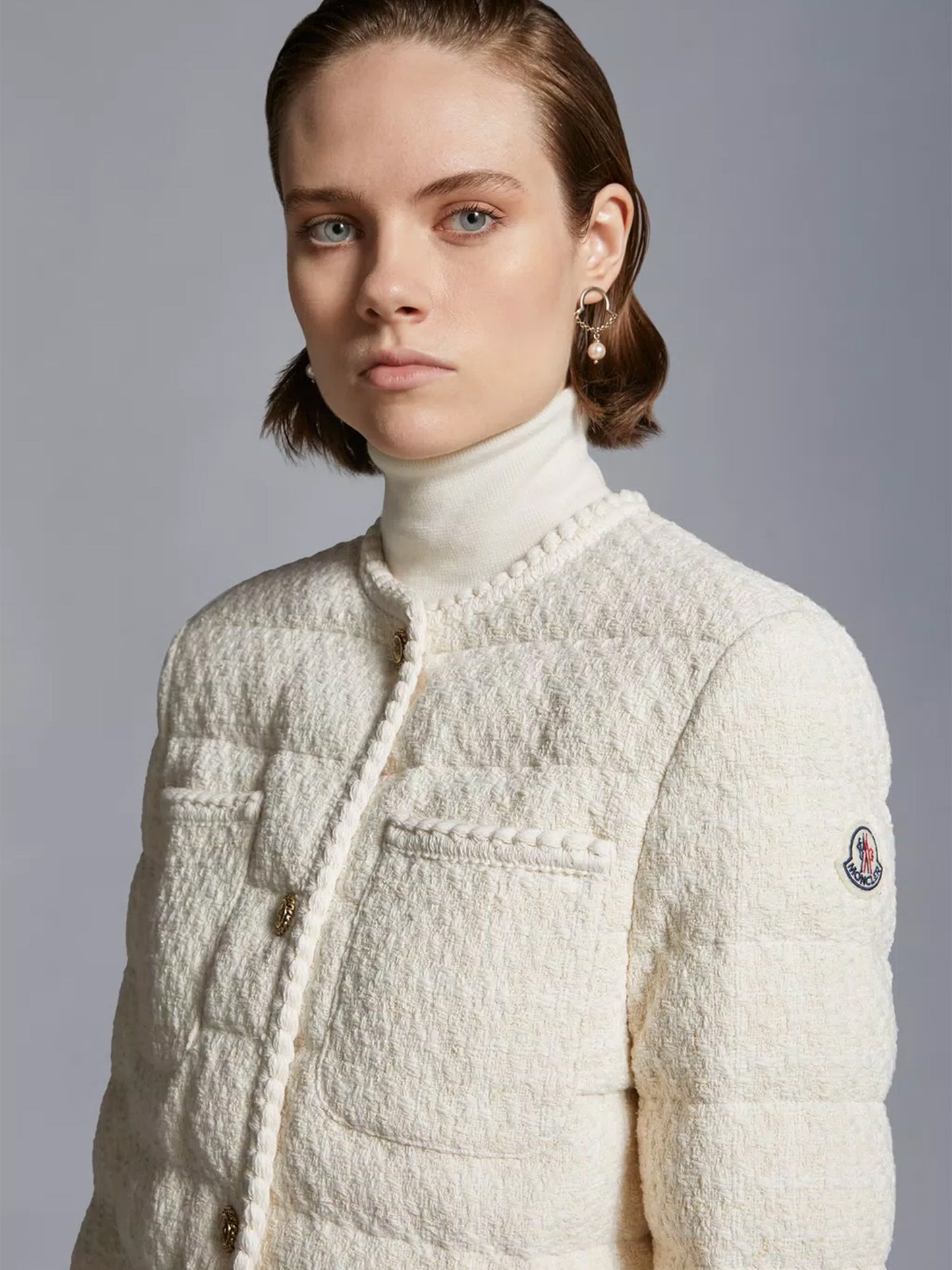 MONCLER - Eliadi Daunenjacke aus Tweed Off-White