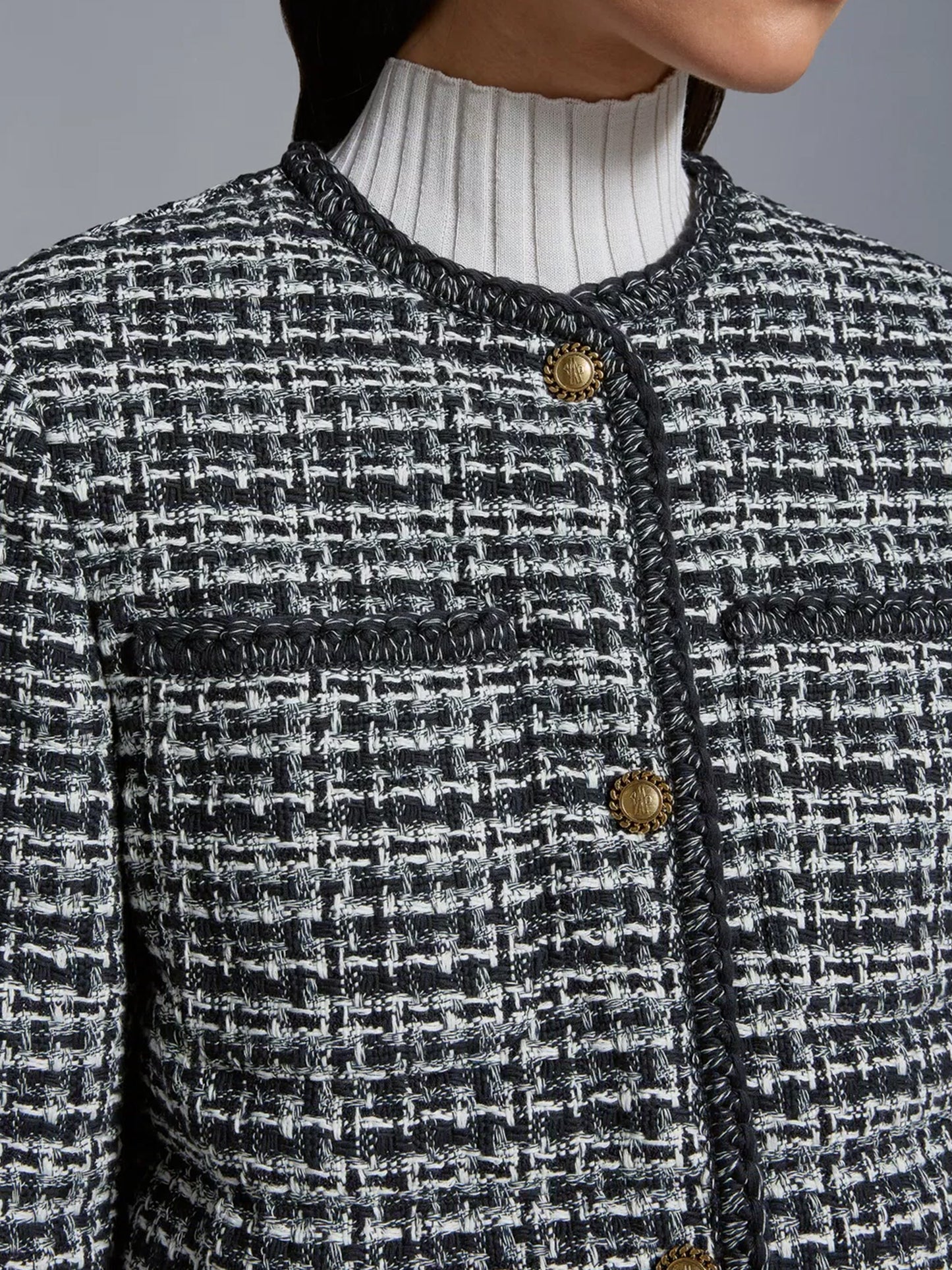 MONCLER - Eliadi Daunenjacke aus Tweed Dunkelblau – Dark blue