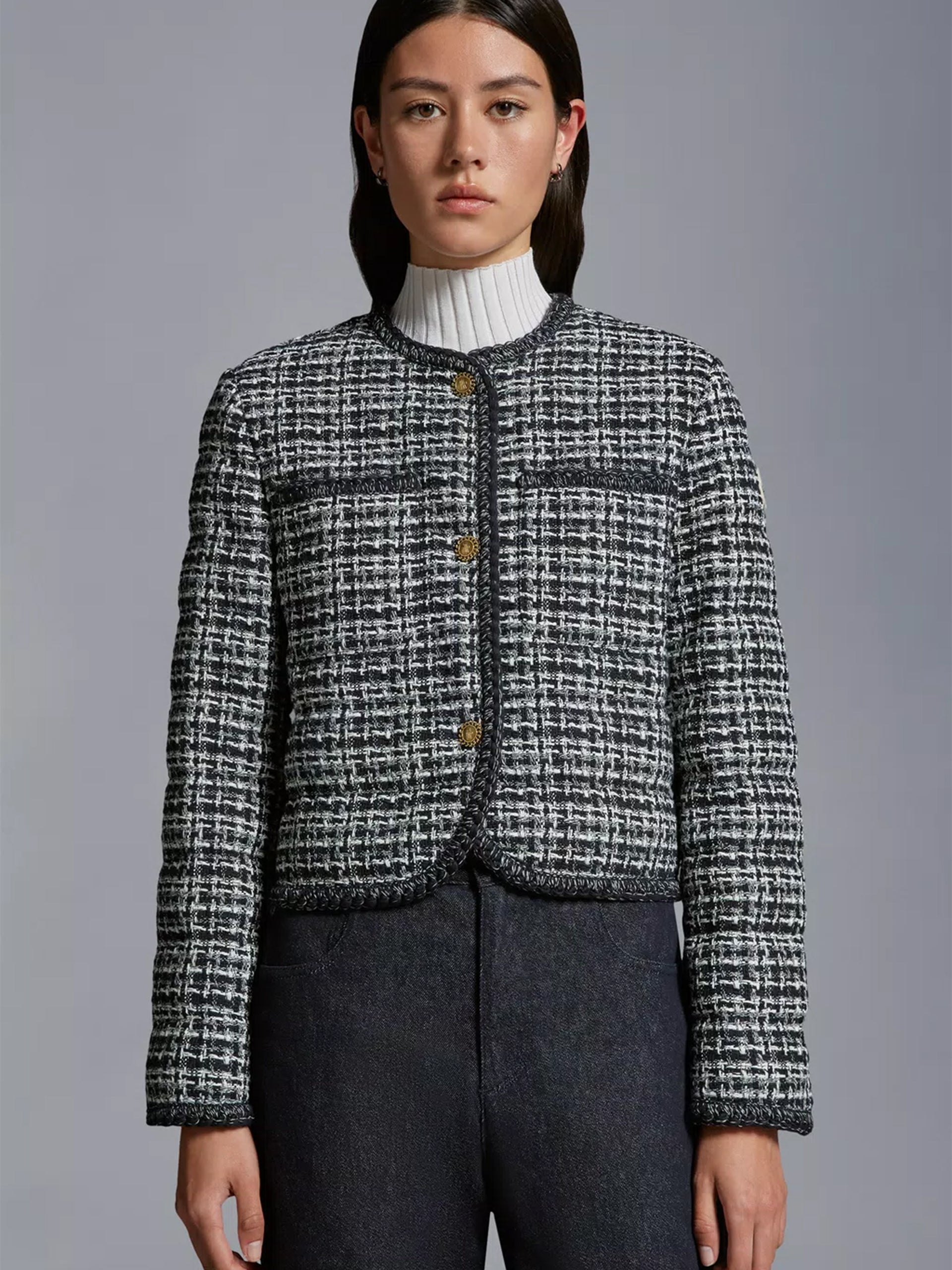 MONCLER - Eliadi Daunenjacke aus Tweed Dunkelblau – Dark blue