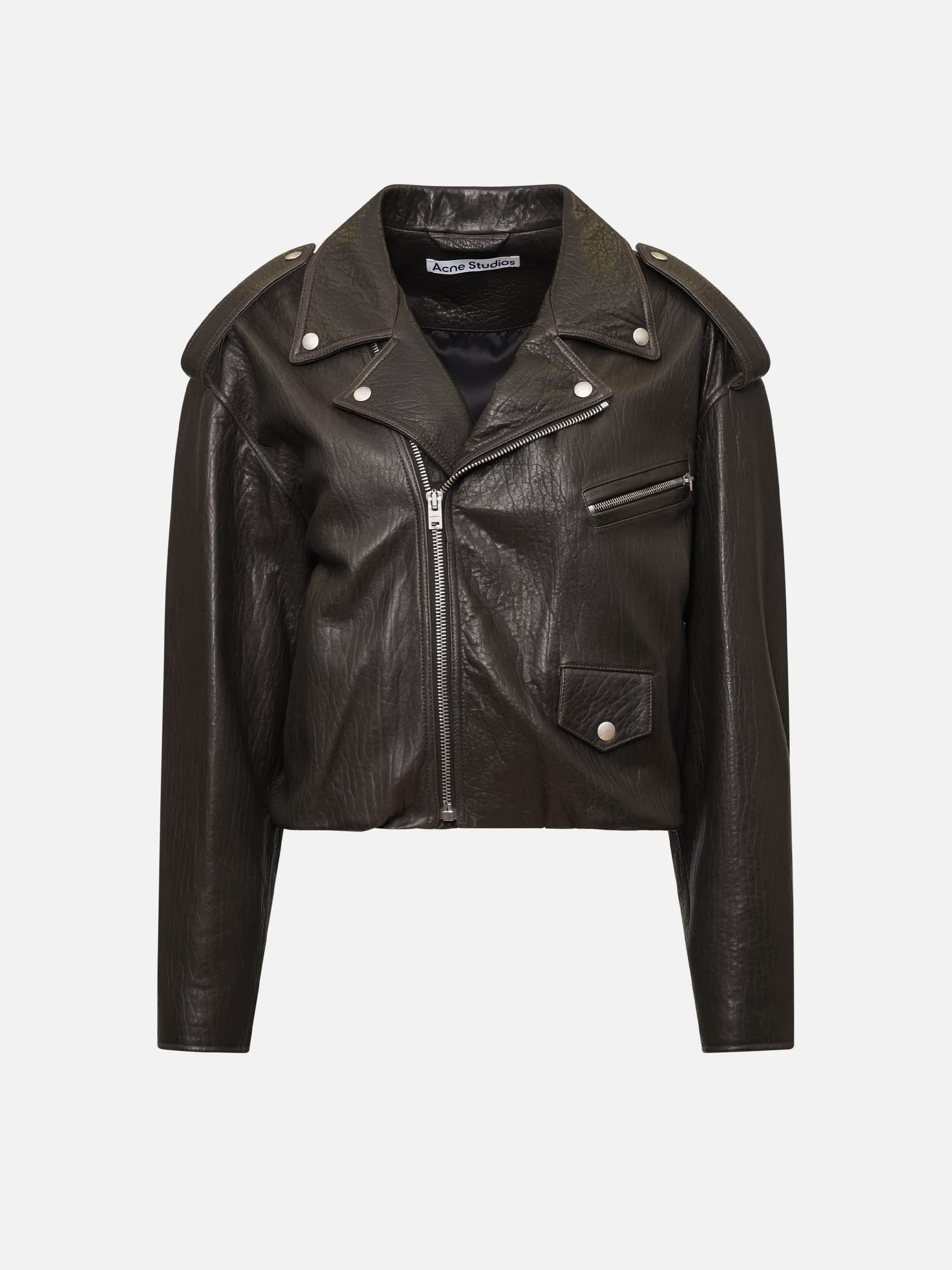 ACNE STUDIOS - Biker-Lederjacke für Damen in Braun - Brown