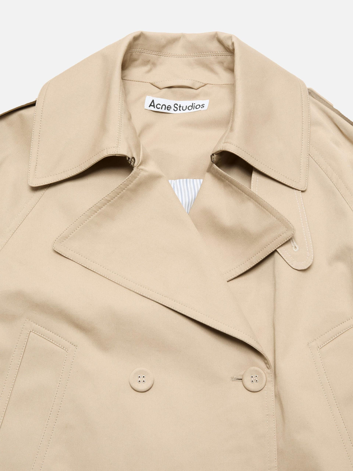 Acne studios Kurzer Trenchcoat aus Twill für Damen Hellbeige