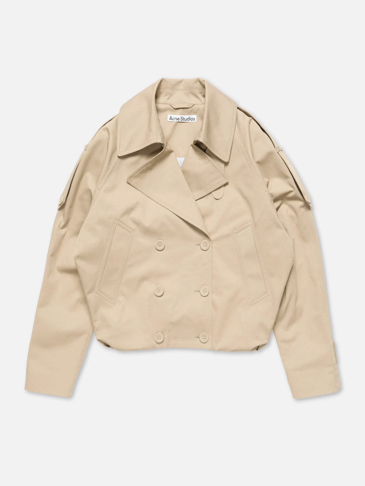 Acne studios Kurzer Trenchcoat aus Twill für Damen Hellbeige