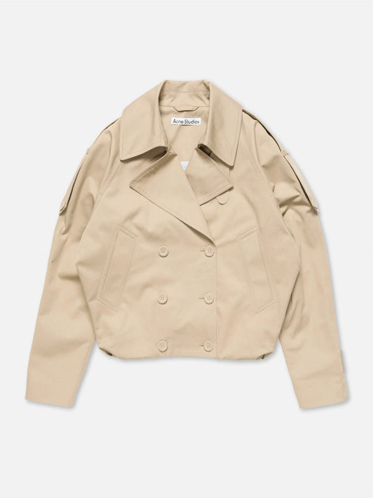 Acne studios Kurzer Trenchcoat aus Twill für Damen Hellbeige