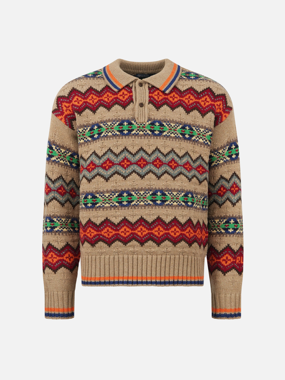 Polo ralph lauren Fair-Isle-Pullover mit Polokragen für Herren Taupe Multi