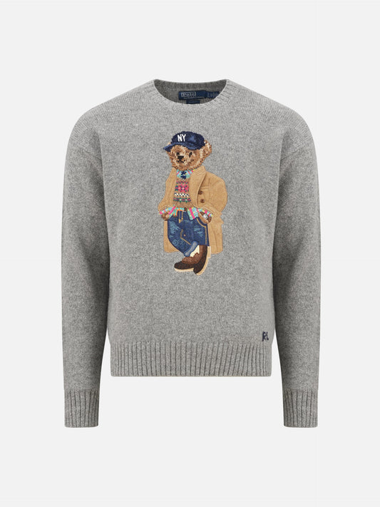 Polo ralph lauren Woll-Kaschmir-Pullover mit Polo Bear Grau