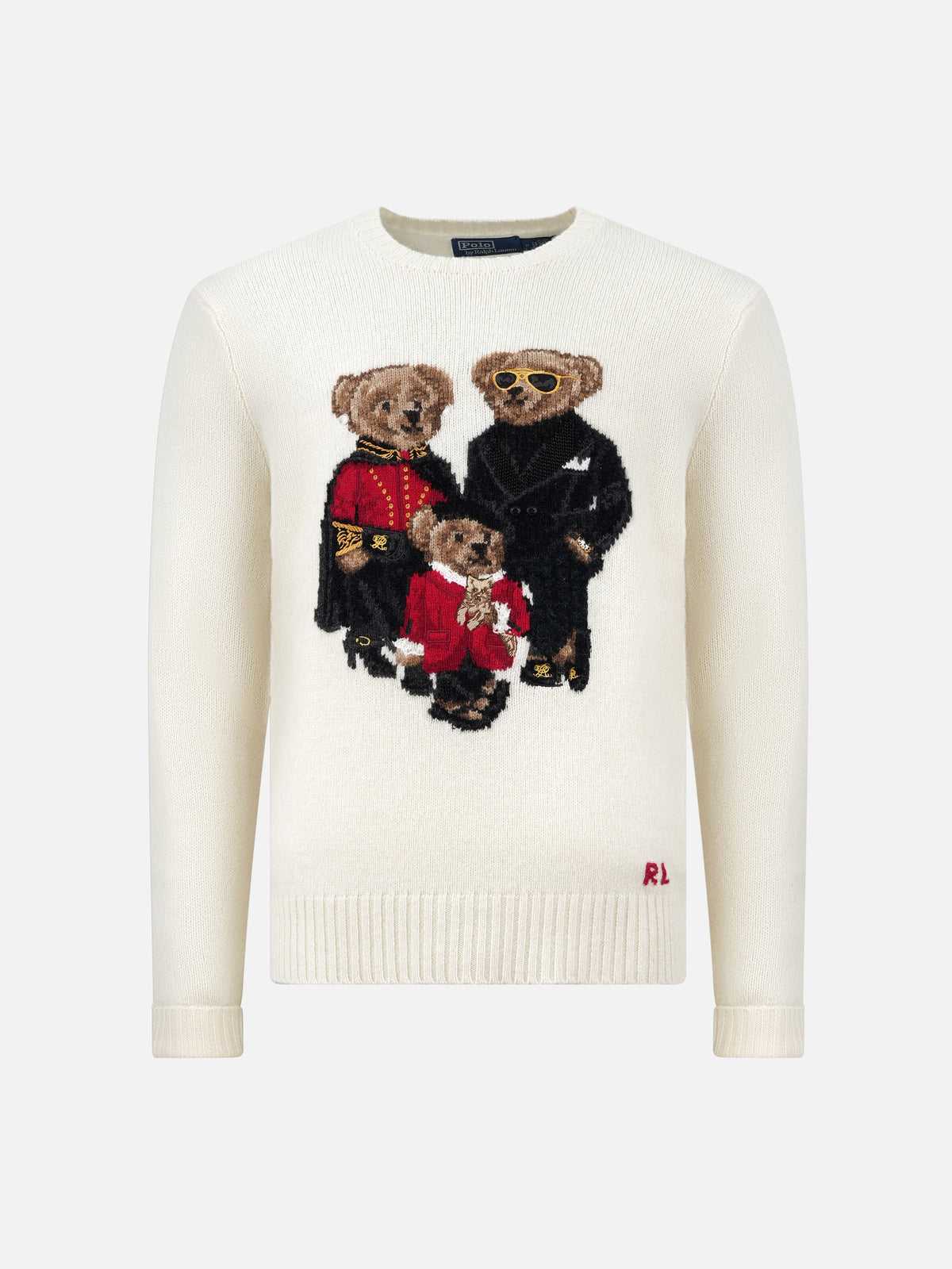 Polo ralph lauren Woll-Kaschmir-Pullover mit Polo Bears Cremeweiß