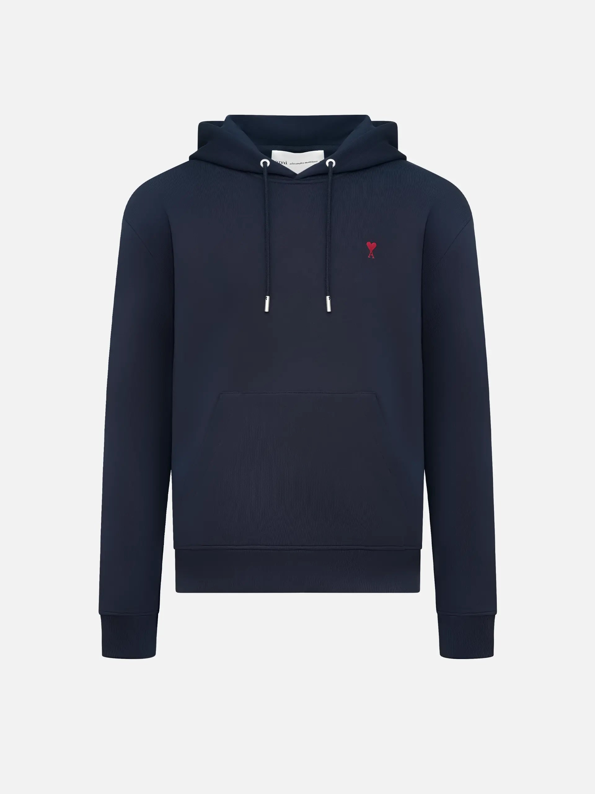 AMI PARIS - Hoodie mit rotem Ami De Coeur Logo Navy