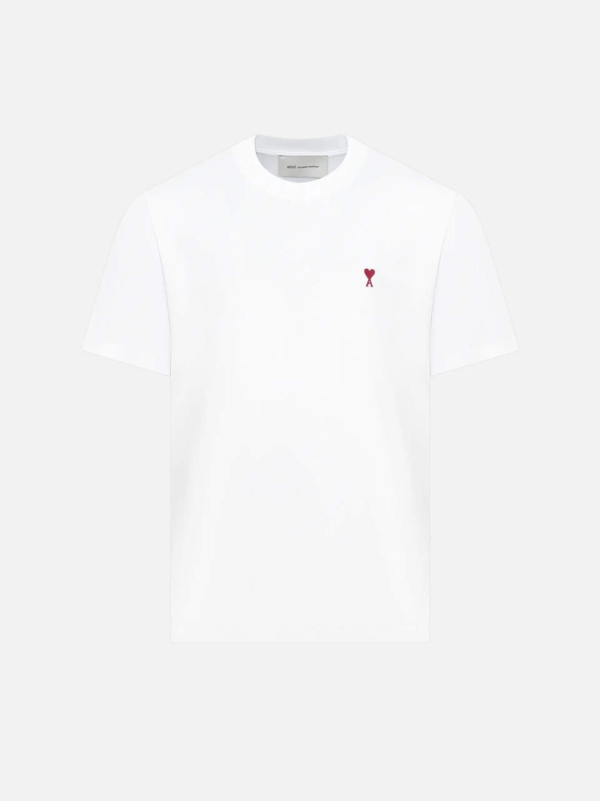 AMI PARIS - Basic T-Shirt mit rotem Ami De Coeur Logo Weiß - White
