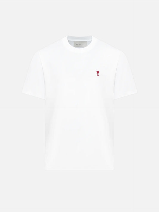 AMI PARIS - Basic T-Shirt mit rotem Ami De Coeur Logo Weiß - White