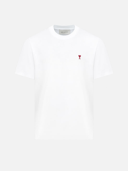 Ami Paris – T-Shirt mit rotem Ami De Coeur Logo Weiß - White