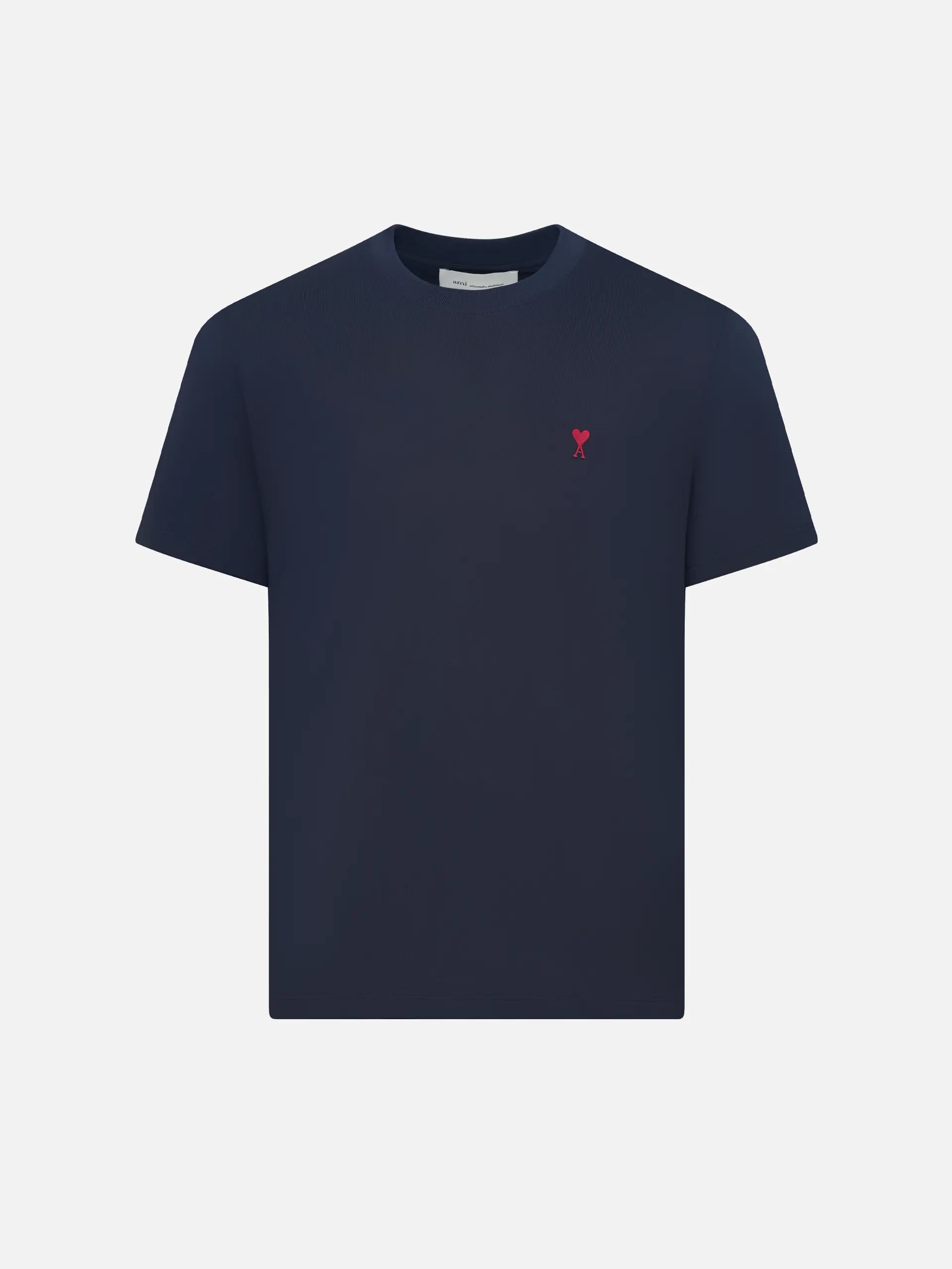 AMI PARIS - Basic T-Shirt mit rotem Ami De Coeur Logo Dunkelblau - Dark blue