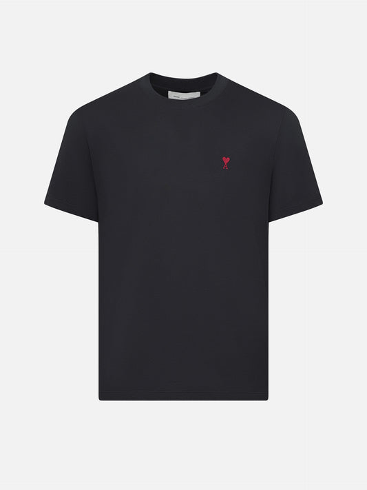 Ami Paris – T-Shirt mit rotem Ami De Coeur Logo Schwarz - Black