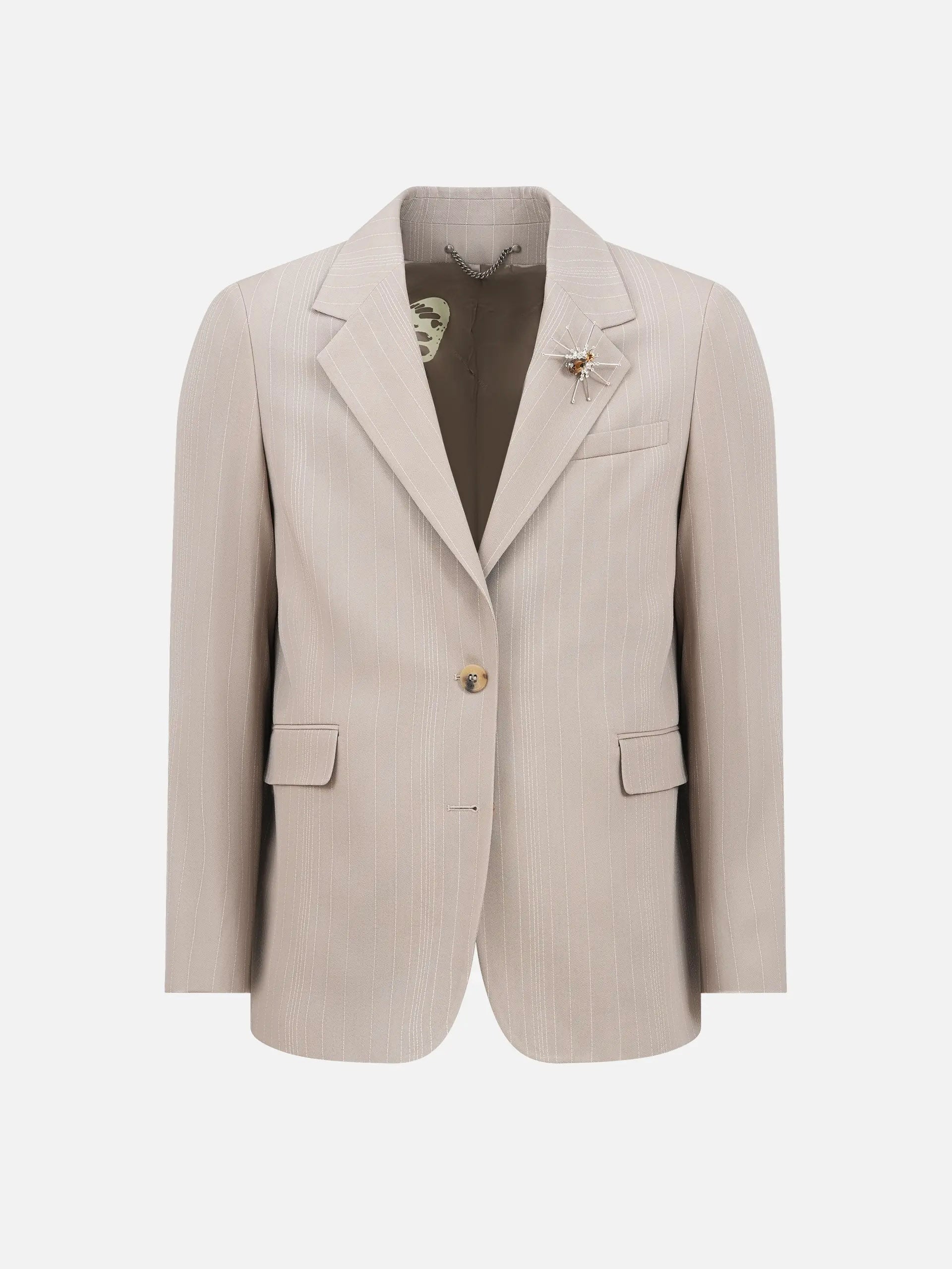 GOLDEN GOOSE - Einreihiger Nadelstreifen-Blazer für Damen Hellgrau