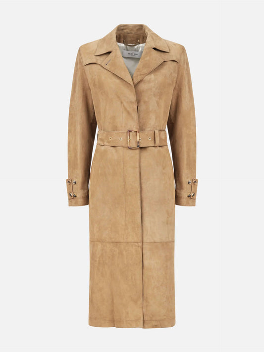 GOLDEN GOOSE - Trenchcoat aus Veloursleder für Damen Beige Suede