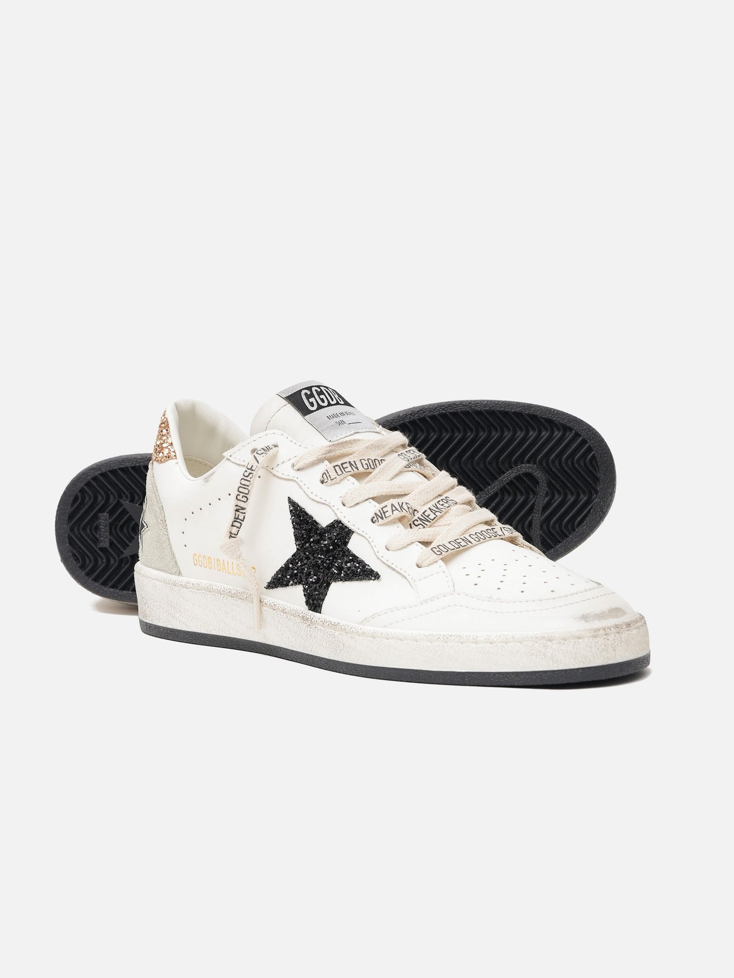 GOLDEN GOOSE - Sneakers Ball Star aus Leder mit Glitter für Damen
