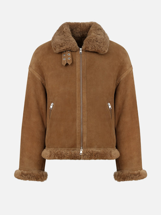 Ami paris Aviator-Jacke aus Shearling für Herren Braun