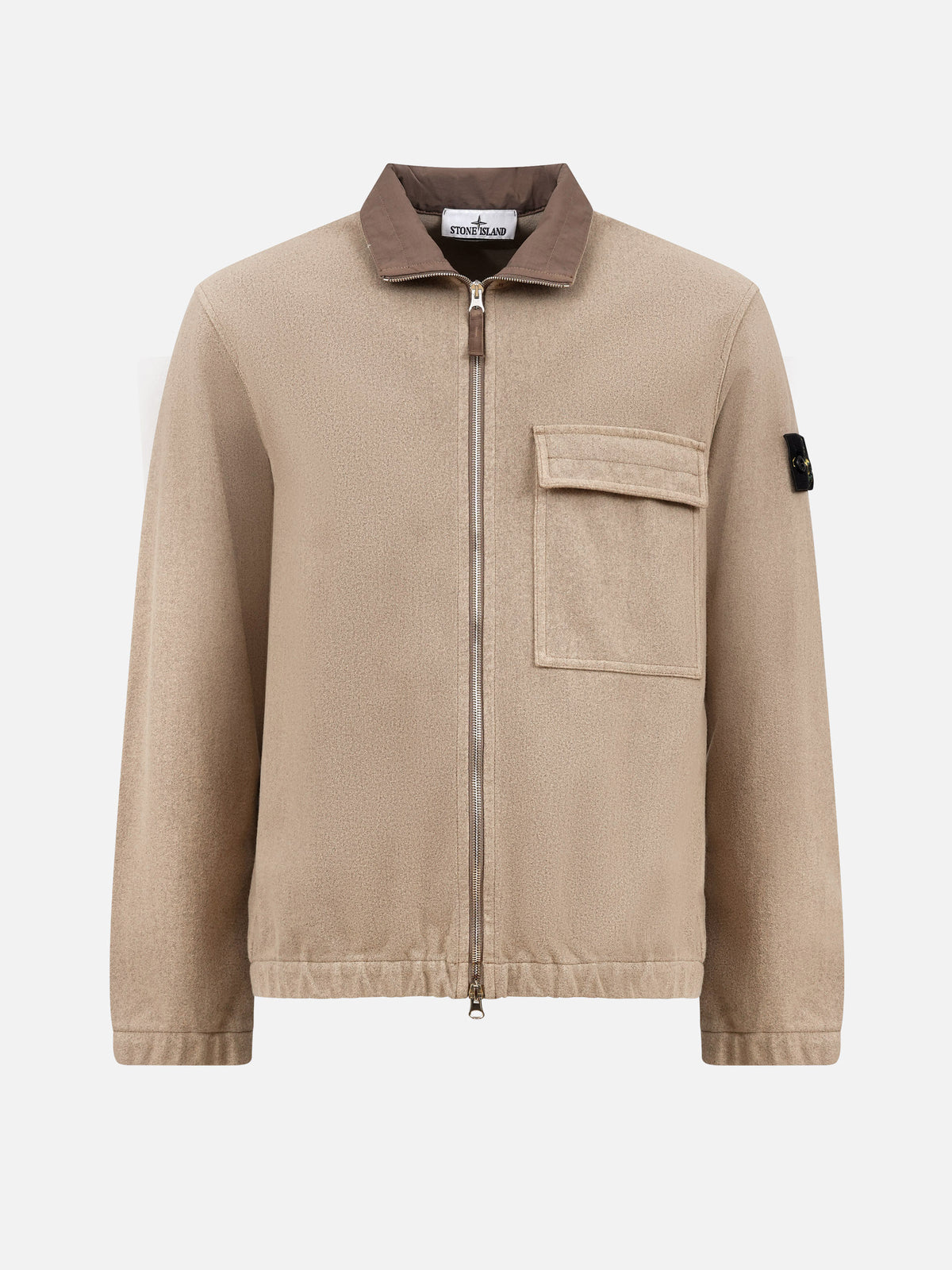 Stone island Hemdjacke aus Woll-Nylon-Flanell für Herren Hellbeige