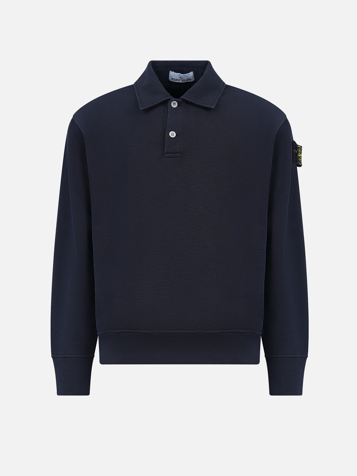 Stone island Polo-Sweatshirt aus Baumwollfleece für Herren Navyblau