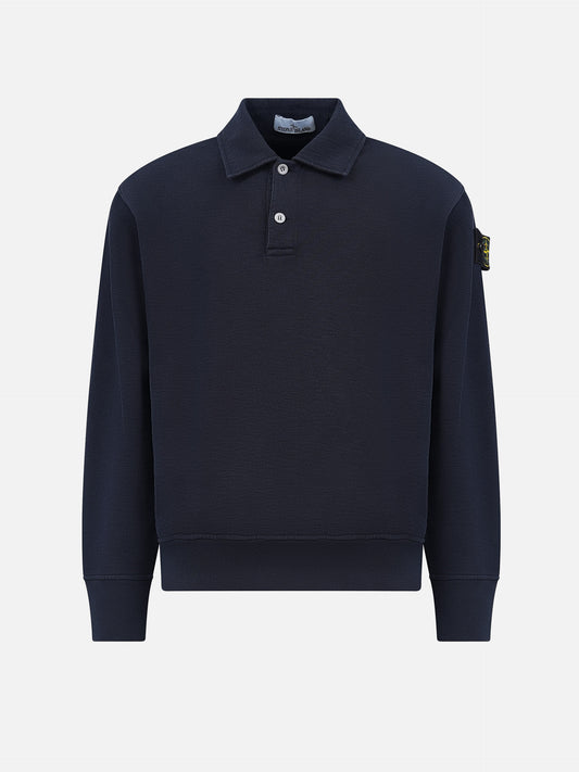 Stone island Polo-Sweatshirt aus Baumwollfleece für Herren Navyblau