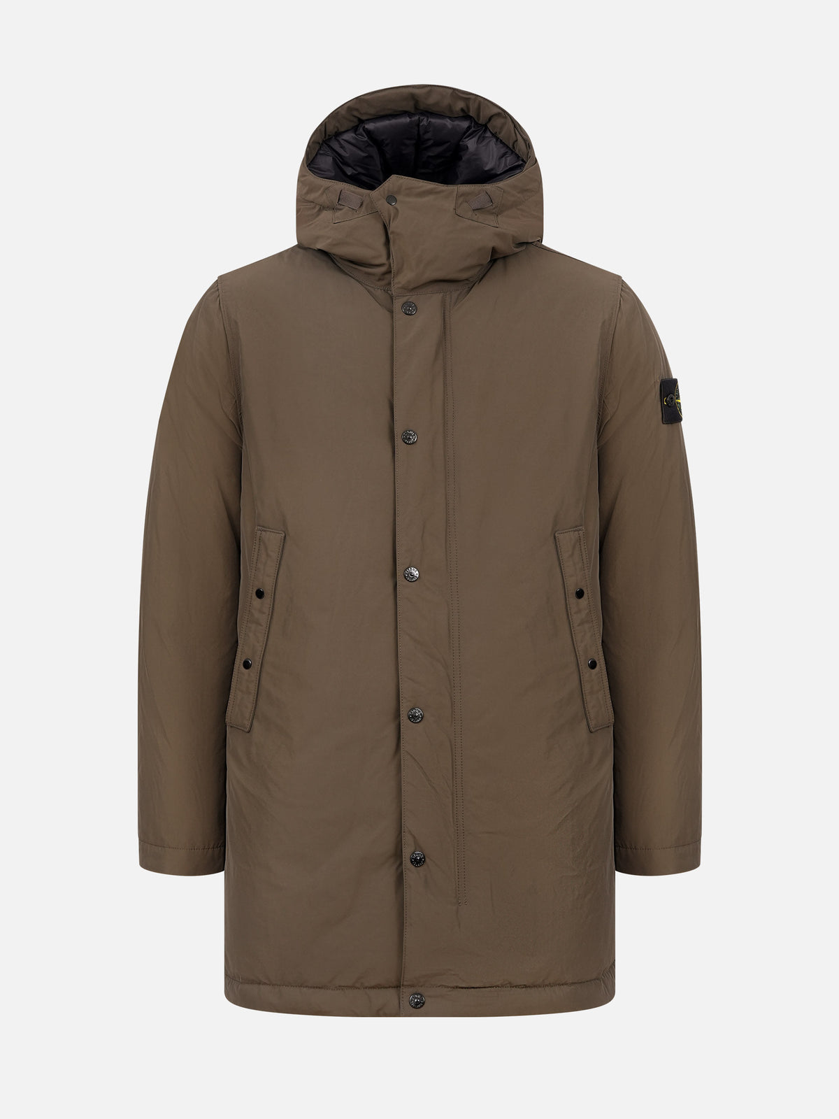 Stone island Langer Daunenparka mit Kapuze für Herren Braun