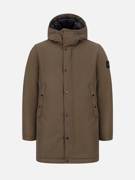 Stone island Langer Daunenparka mit Kapuze für Herren Braun