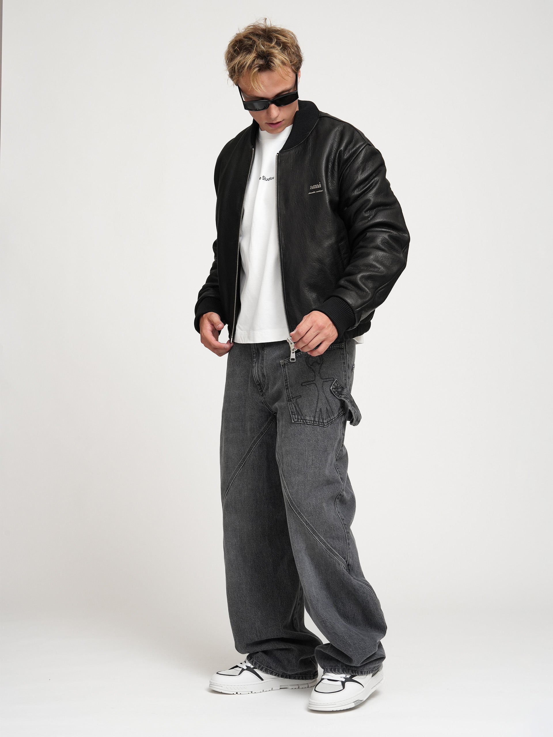 AMI PARIS - Lederjacke mit Logo für Herren