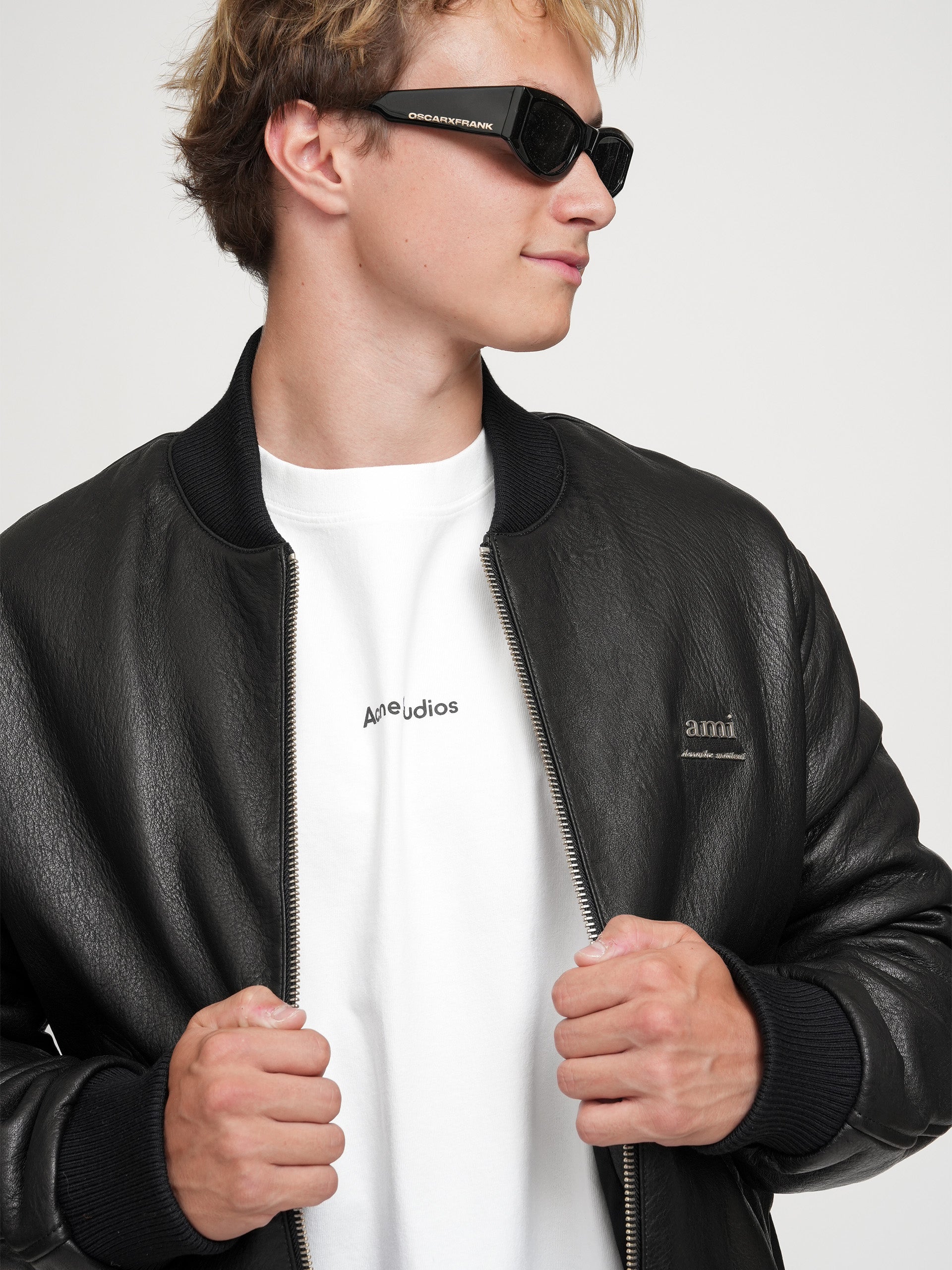 AMI PARIS - Lederjacke mit Logo für Herren