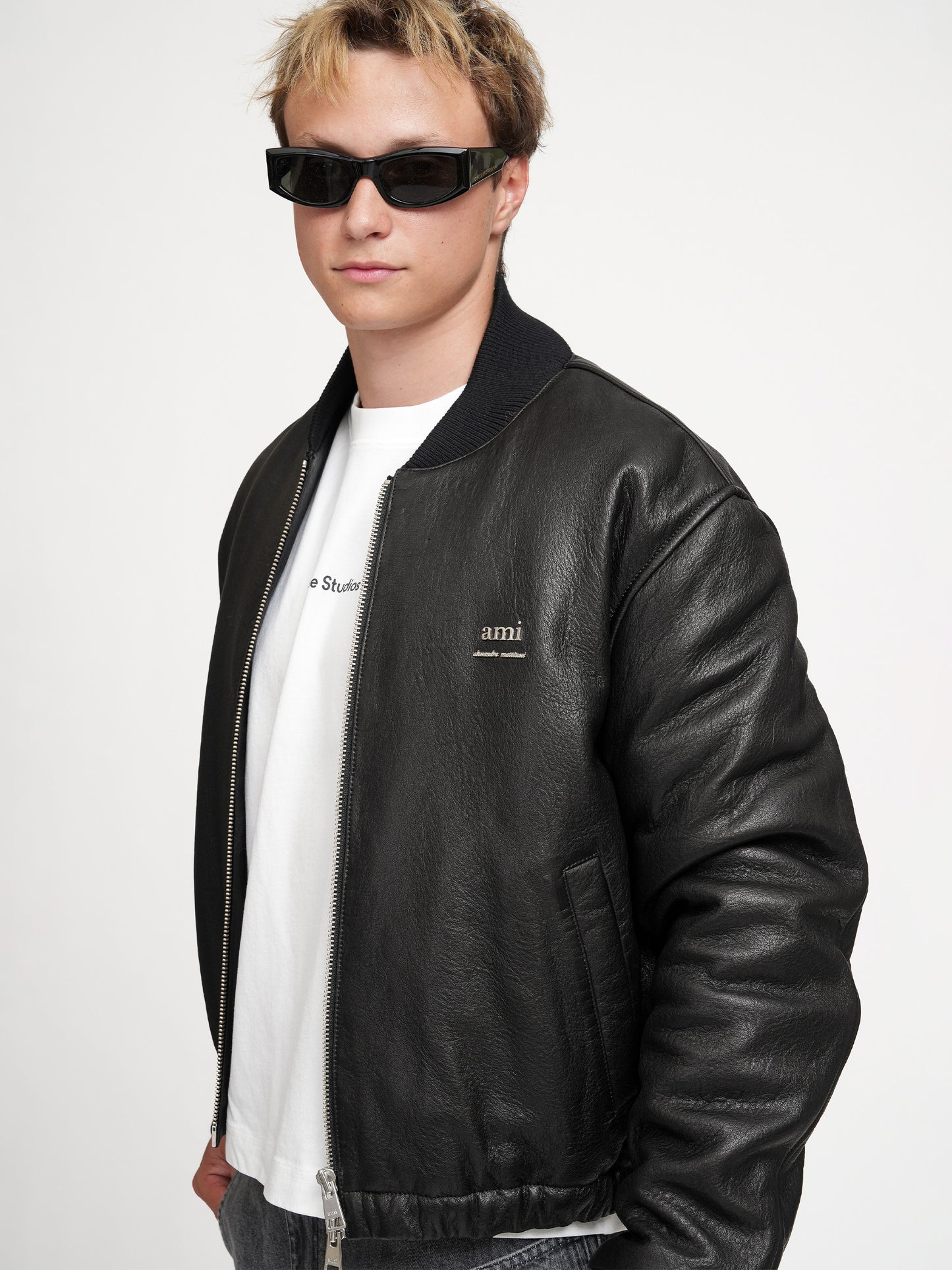 AMI PARIS - Lederjacke mit Logo für Herren