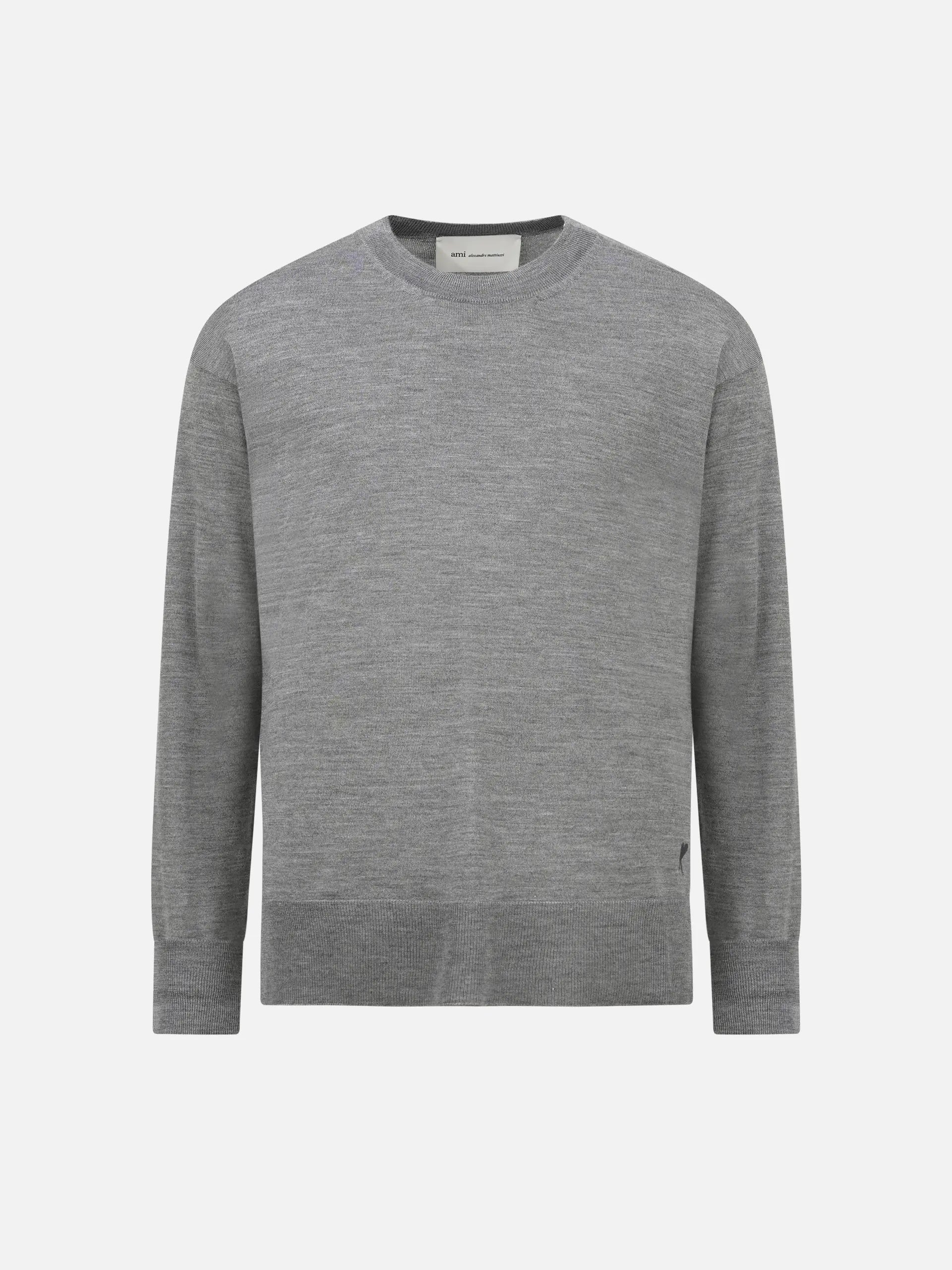 AMI PARIS - Oversized-Pullover aus Woll-Seiden-Strick Grau