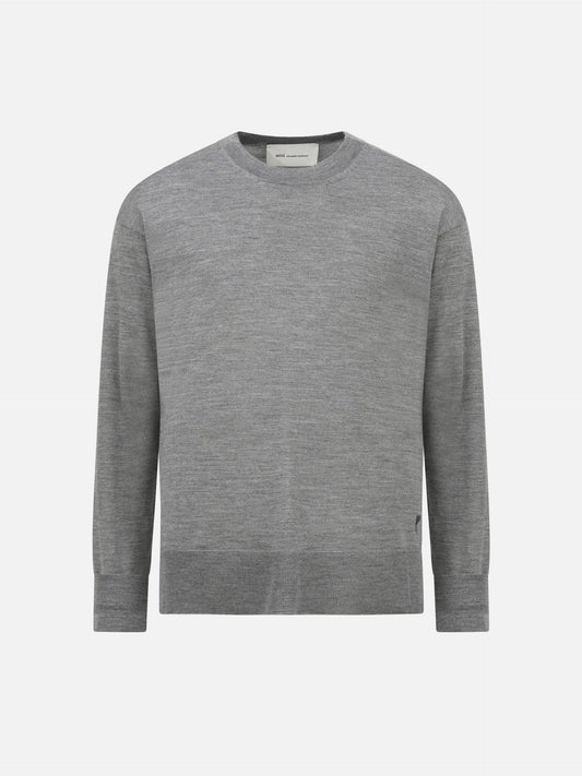 AMI PARIS - Oversized-Pullover aus Woll-Seiden-Strick Grau
