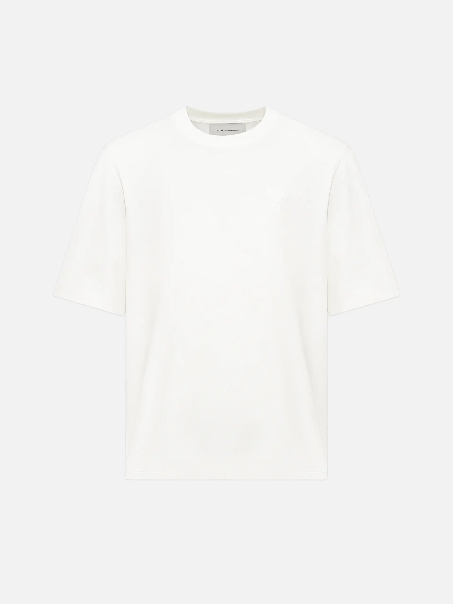 AMI Paris T-Shirt mit Ami de Coeur Logo-Prägung in Cremeweiß - Cream