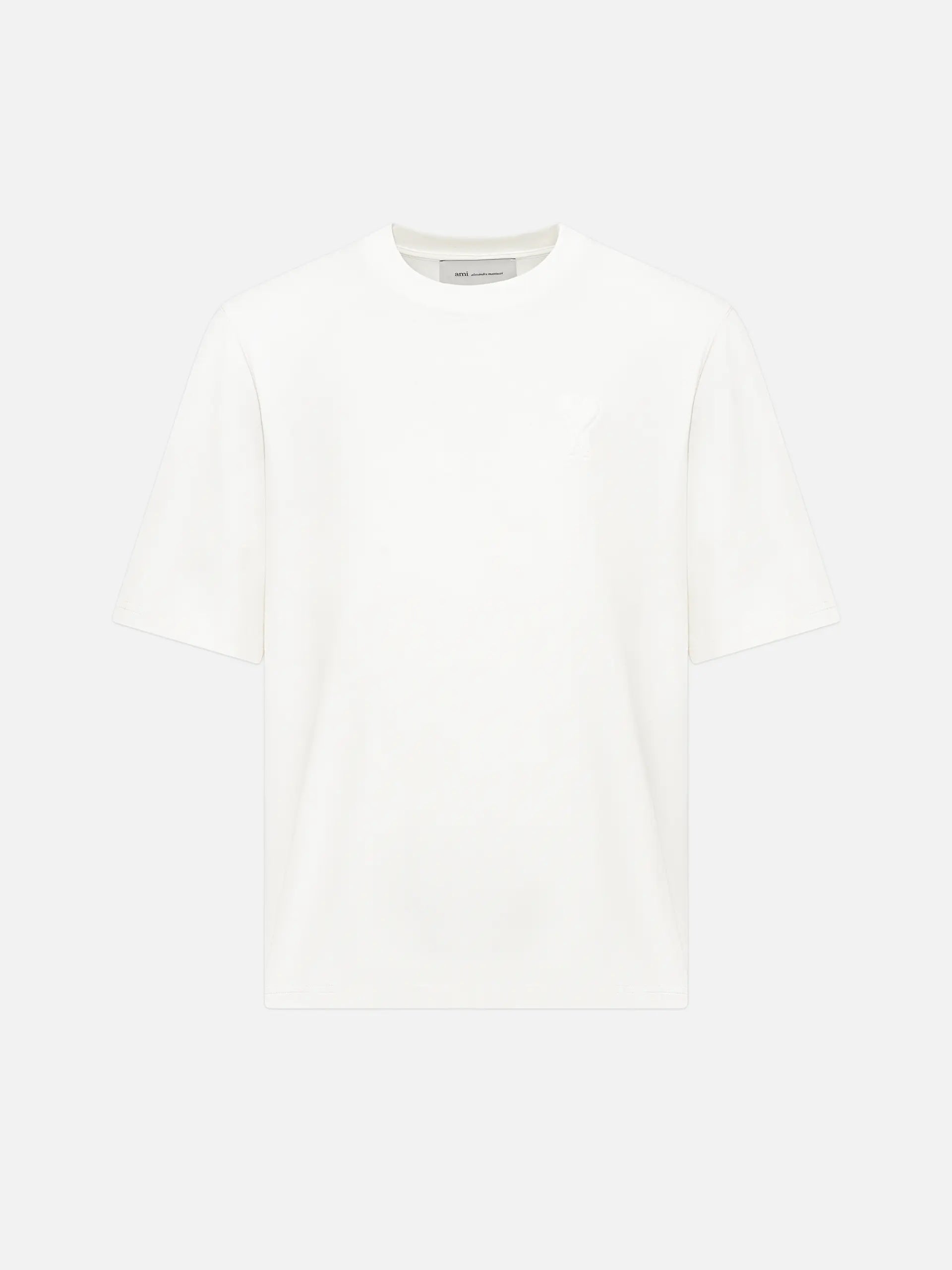 AMI Paris T-Shirt mit Ami de Coeur Logo-Prägung in Cremeweiß - Cream