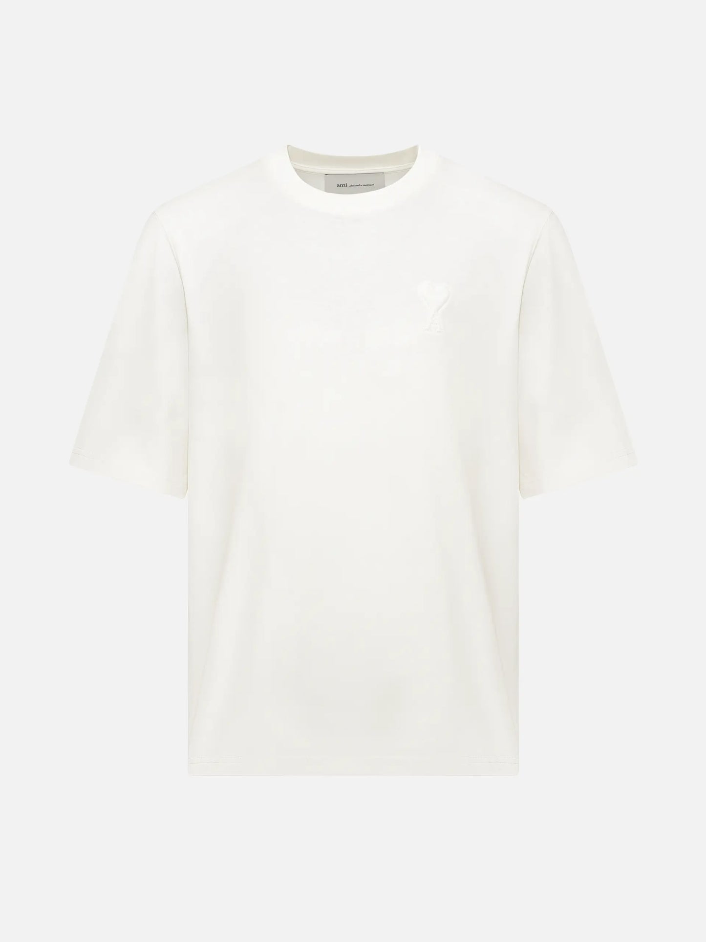 AMI Paris T-Shirt mit Ami de Coeur Logo-Prägung in Cremeweiß - Cream