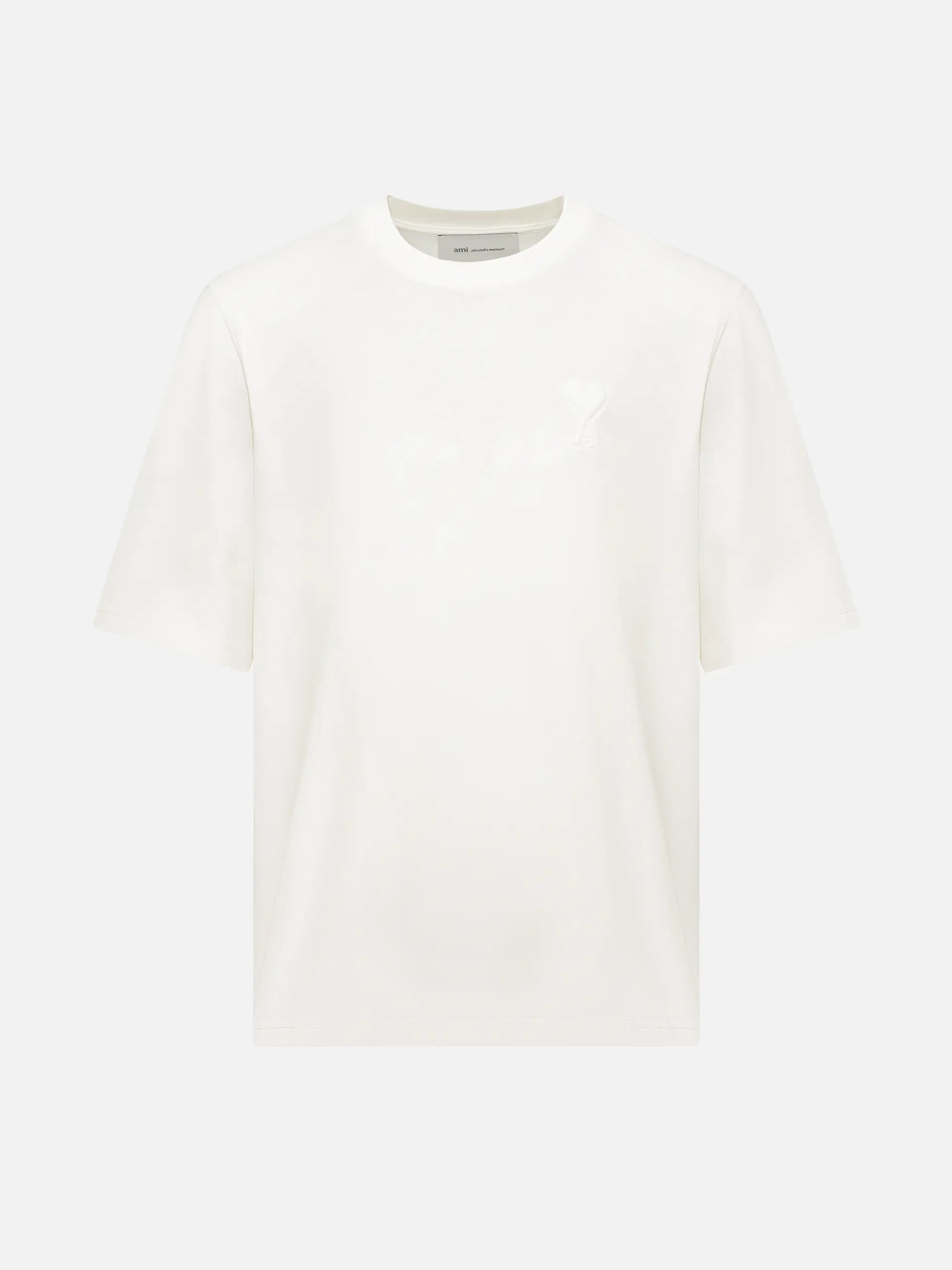 AMI Paris T-Shirt mit Ami de Coeur Logo-Prägung in Cremeweiß - Cream