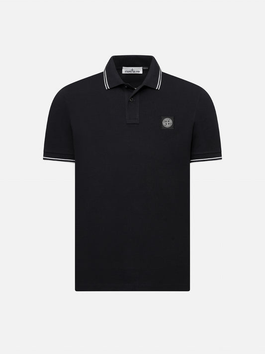 STONE ISLAND - Poloshirt mit Kompass-Patch Schwarz – Black