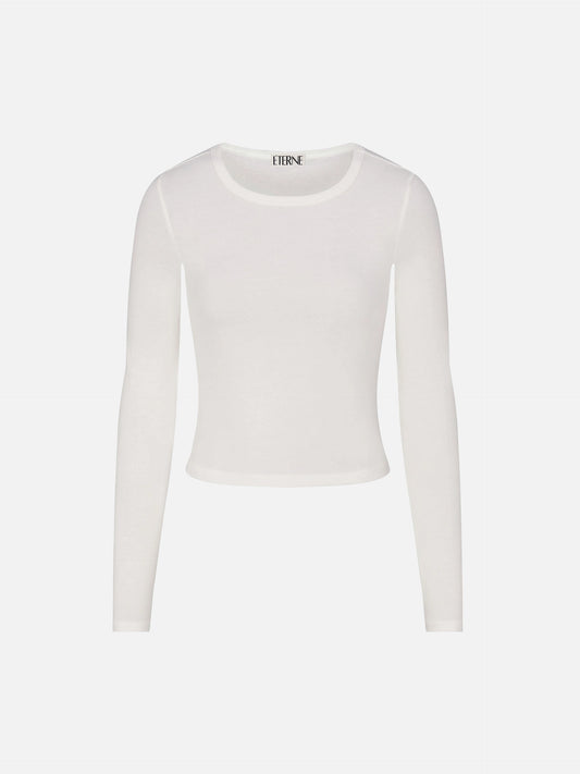 ETERNE - Langärmliges Cropped T-Shirt Ivory